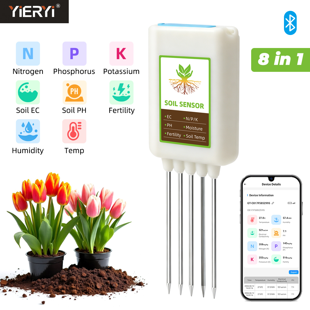 Smart Garden Moisture Sensor - Yieryi Bluetooth 8 w 1 Tester